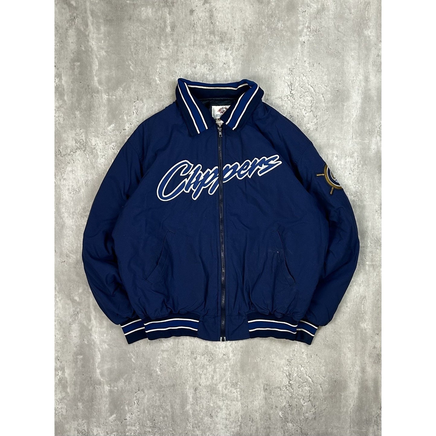 Vintage 90s Columbus Clippers MiLB Stitched Baseball Bomber Jacket Size Large