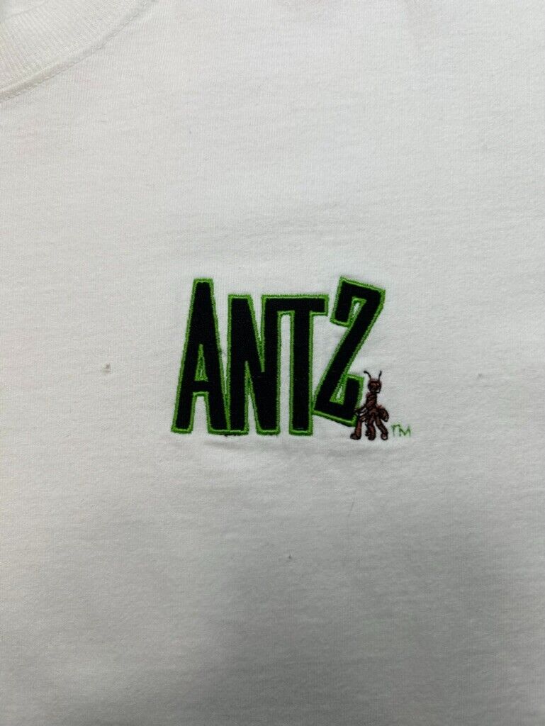 Vintage 90s Antz Embroidered Cartoon Movie Promo T-Shirt Size XL White