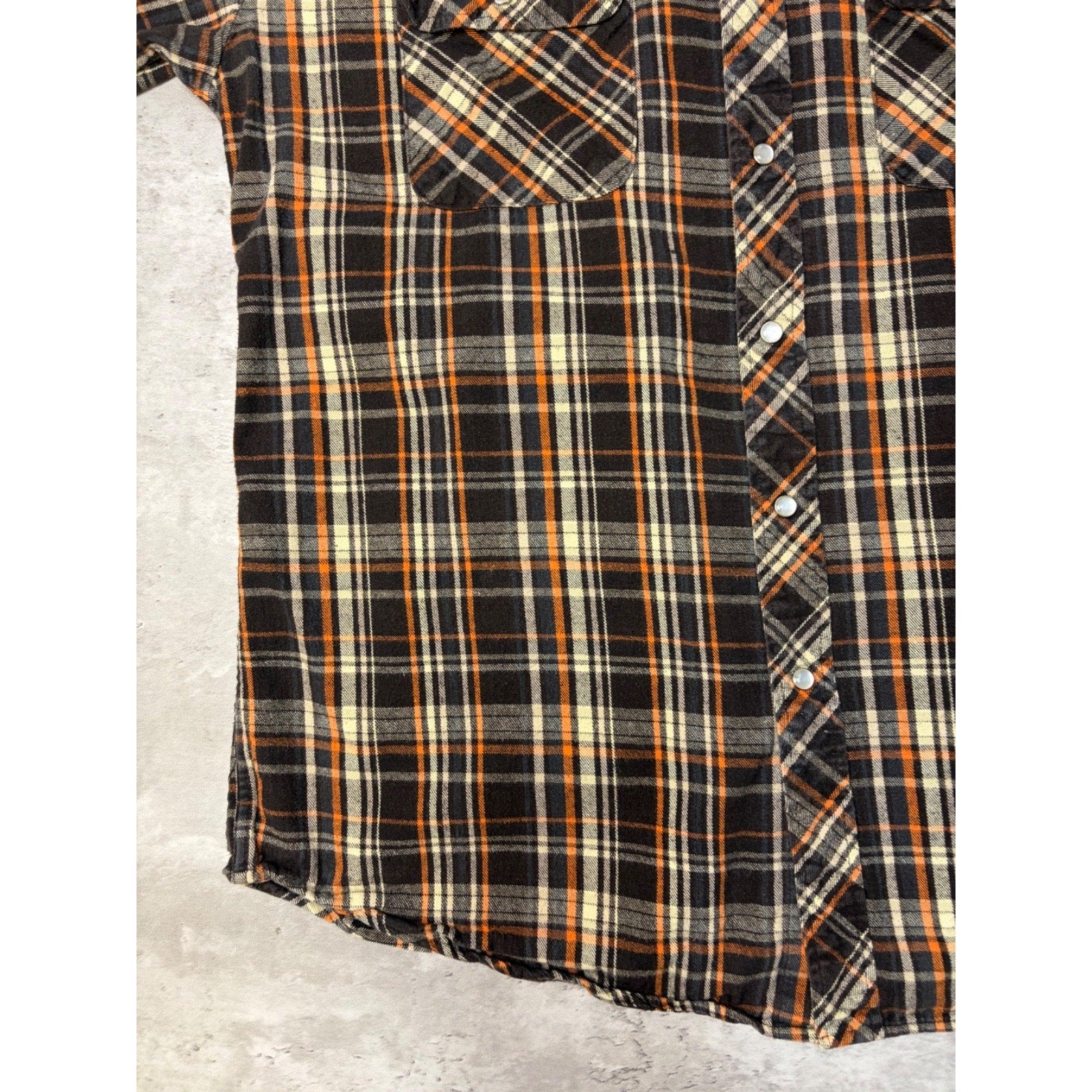 Vintage Dickies Plaid Pearl Snap Long Sleeve Flannel Button Up Shirt Size XLT