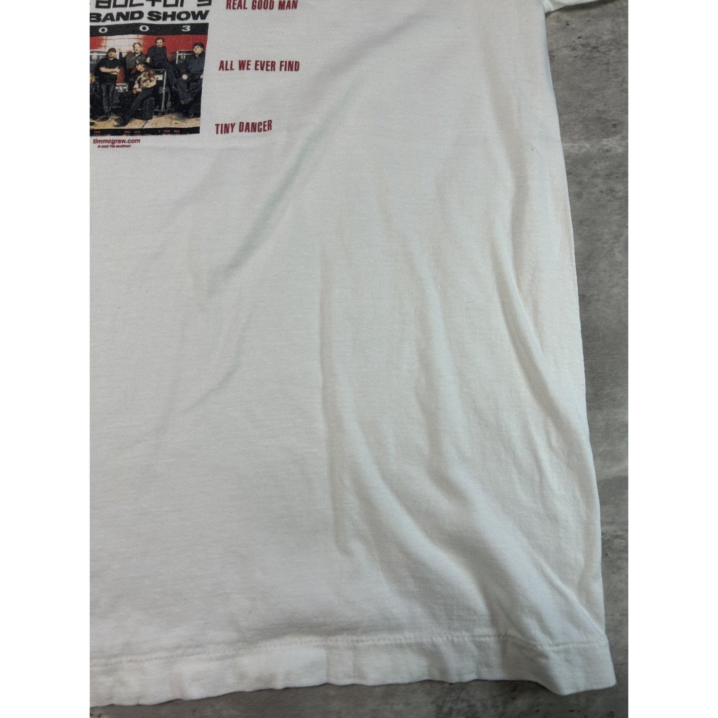 Vintage 2003 Tim McGraw One Band Tour Country Music T-Shirt Size Large White