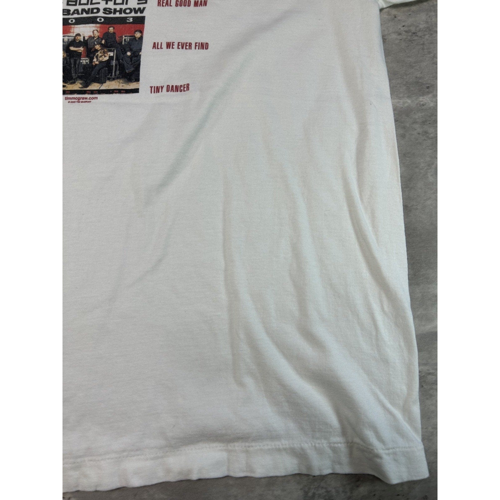 Vintage 2003 Tim McGraw One Band Tour Country Music T-Shirt Size Large White