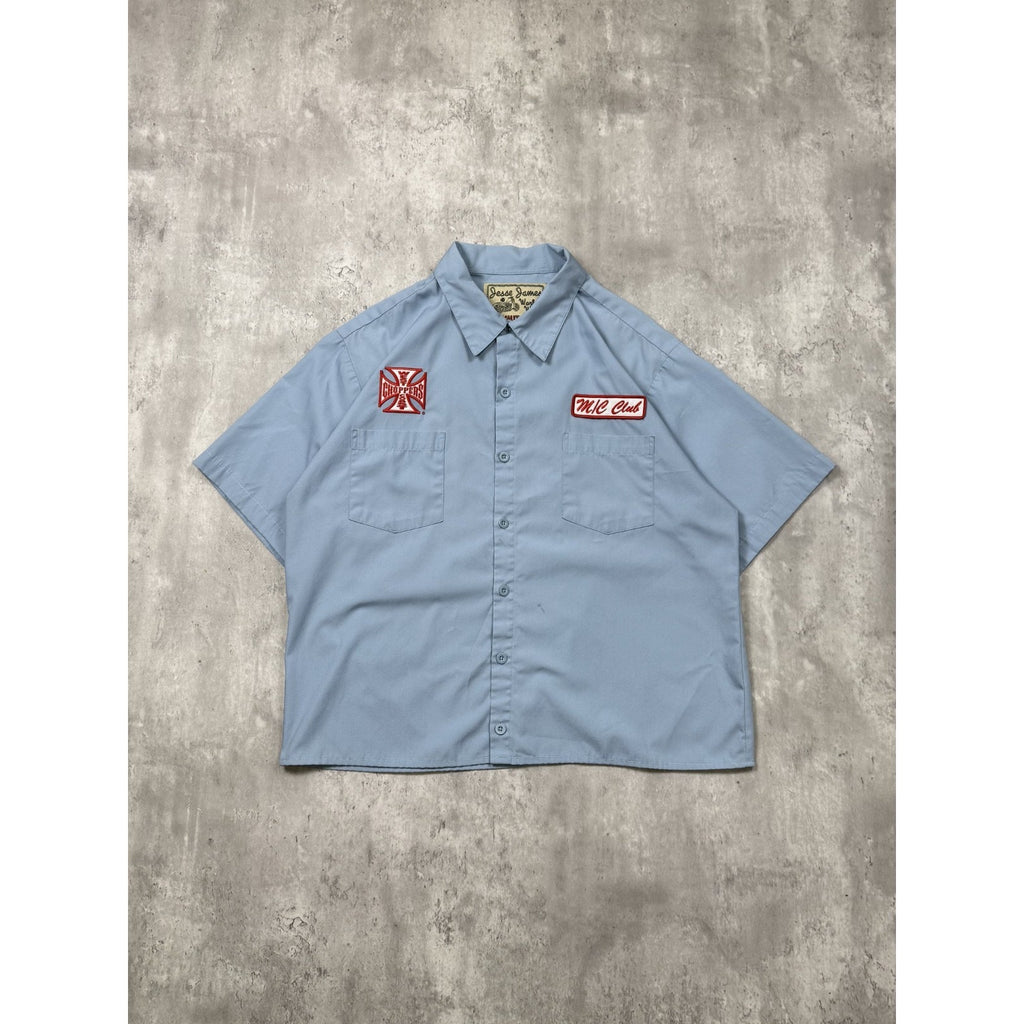 Vintage West Coast Choppers Jesse James Cropped Button Up Shirt Size XL