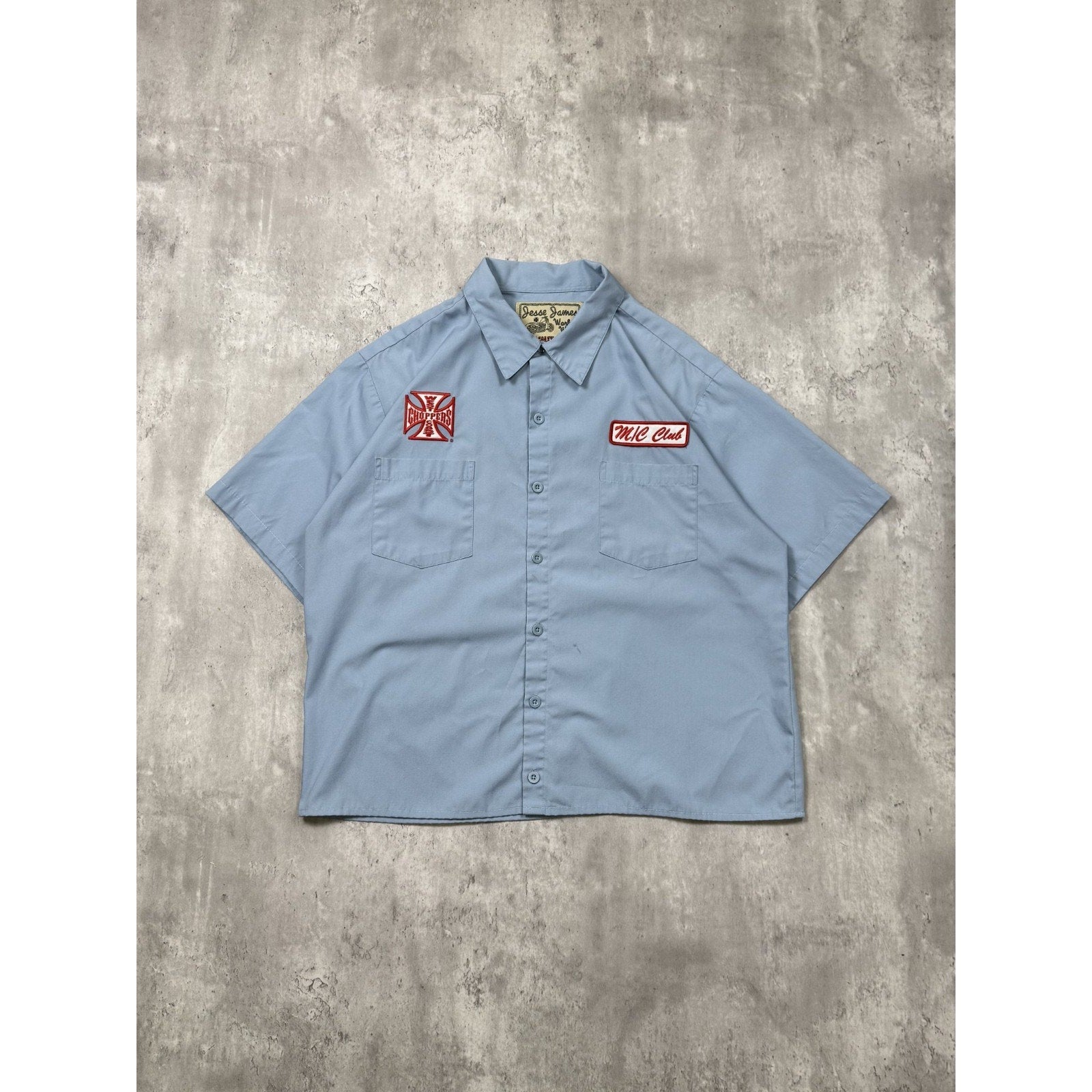 Vintage West Coast Choppers Jesse James Cropped Button Up Shirt Size XL