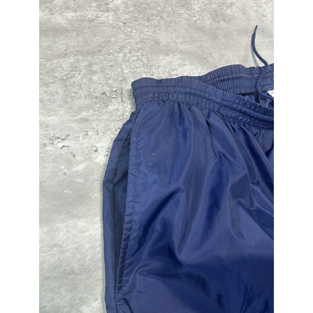 Vintage Y2K Nike Two Tone Embroidered Swoosh Nylon Track Pants Size XL Blue