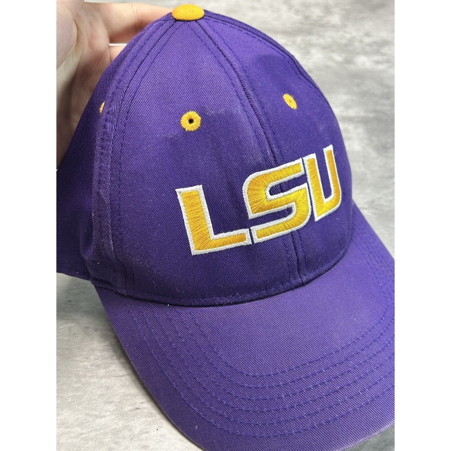 Vintage LSU Tigers NCAA Embroidered Spellout Logo Strapback Hat OSFA