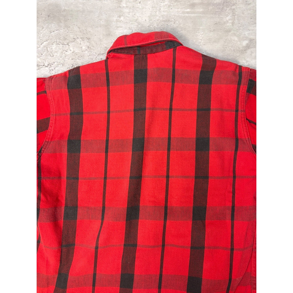 Vintage 1970s St Johns Bay By Big Mac Red Plaid Print Button Up Shirt Sz Large