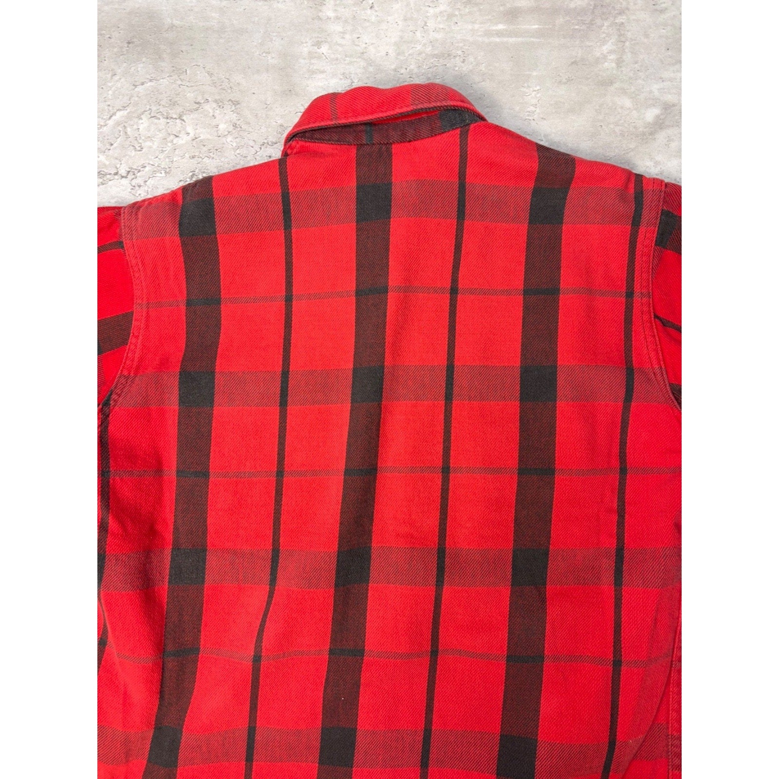 Vintage 1970s St Johns Bay By Big Mac Red Plaid Print Button Up Shirt Sz Large