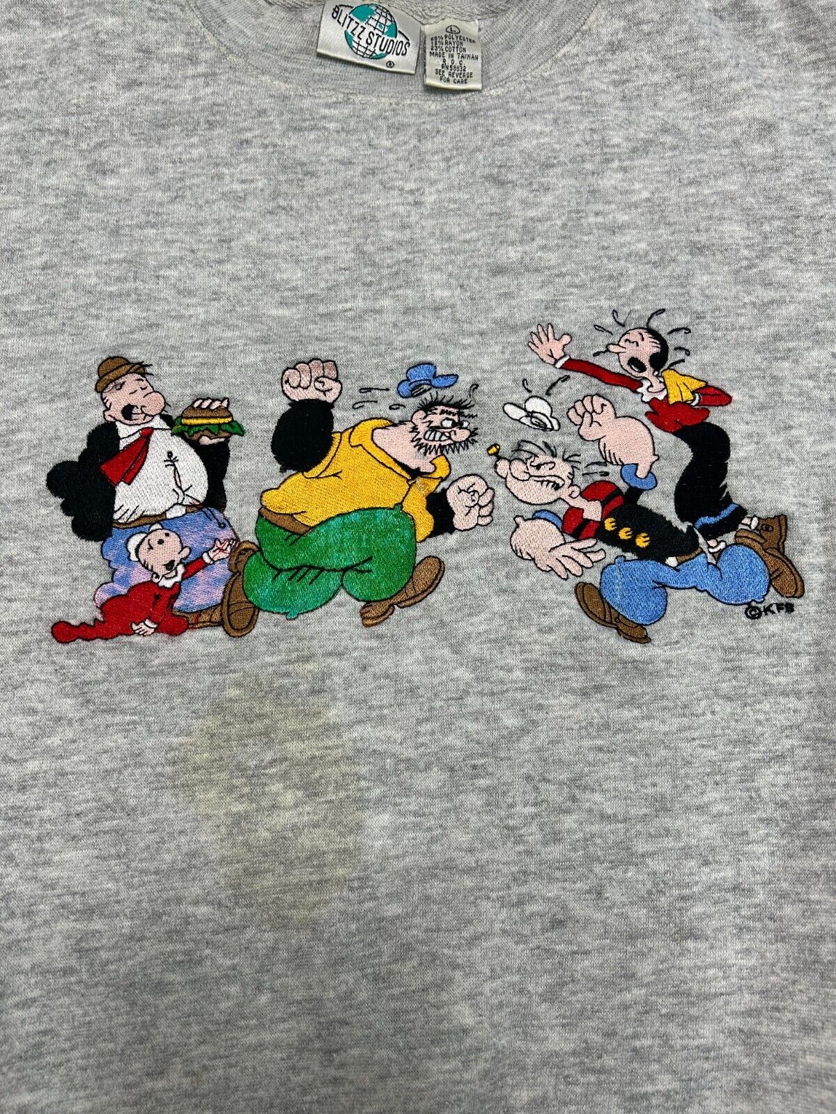 Vintage 90s Popeye & Friends Embroidered Graphic Sweatshirt Size Large