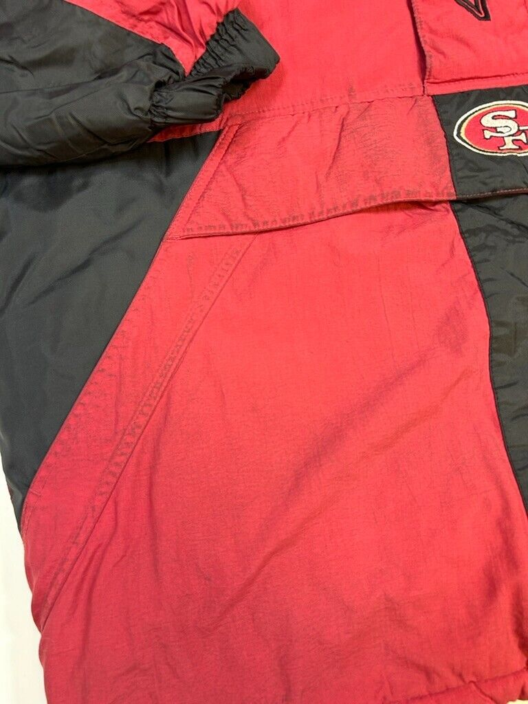 Vintage 90s San Fransisco 49ers NFL Starter 1/2 Zip Pull Over Jacket Size 2XL