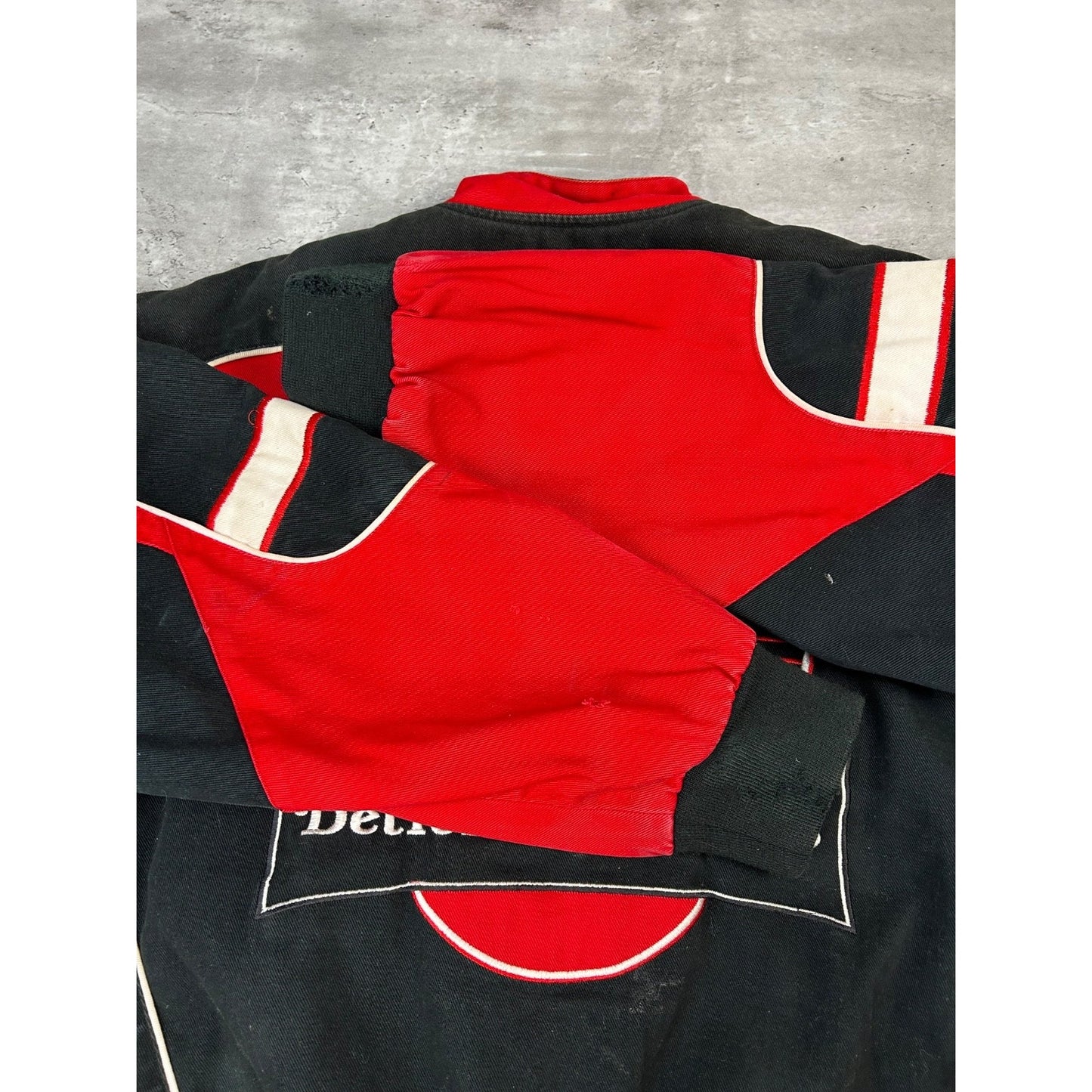 Vintage Detroit Red Wings NHL Embroidered Patched Bomber Jacket Size XL