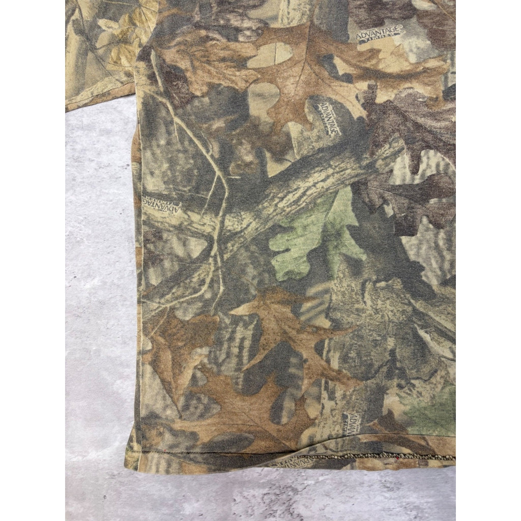 Vintage 90s Advantage Timber Camo Mock Neck Long Sleeve T-Shirt Size Medium
