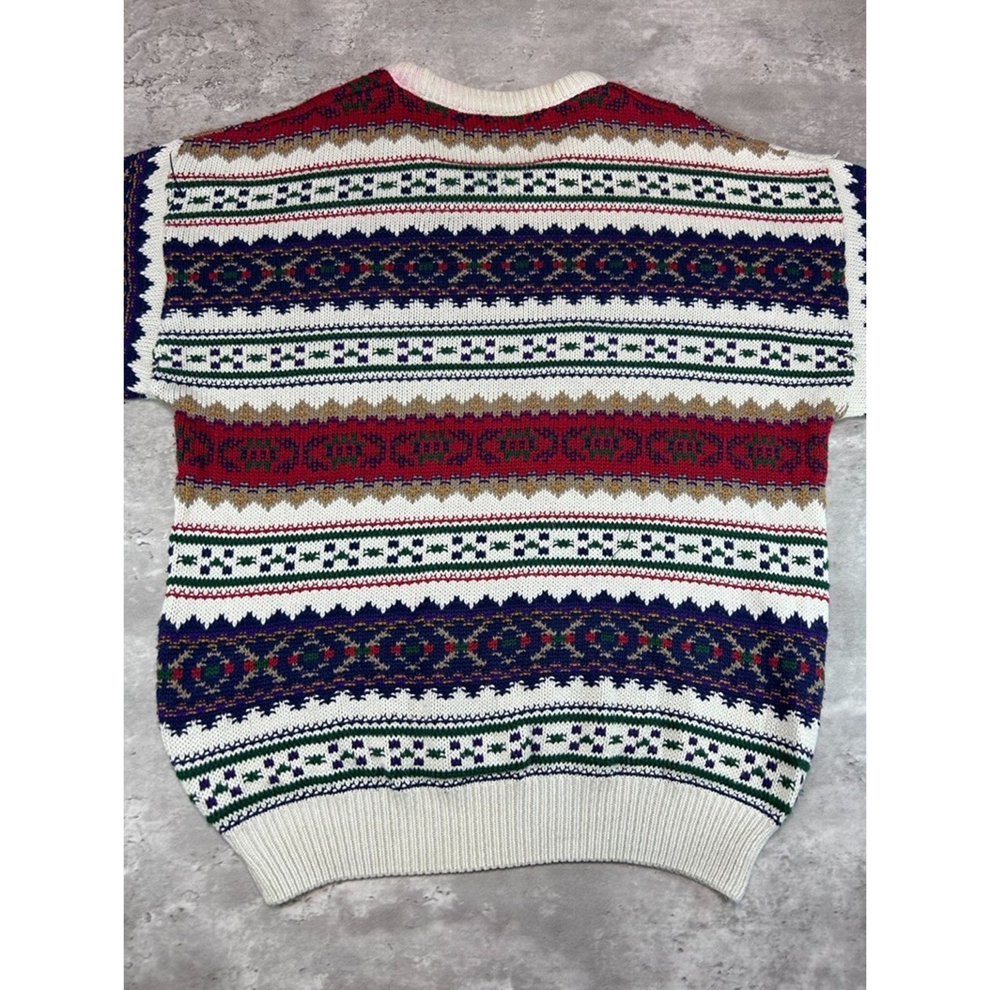 Vintage 90s Knights Of Round Table Abstract Striped Knit Sweater Size Large
