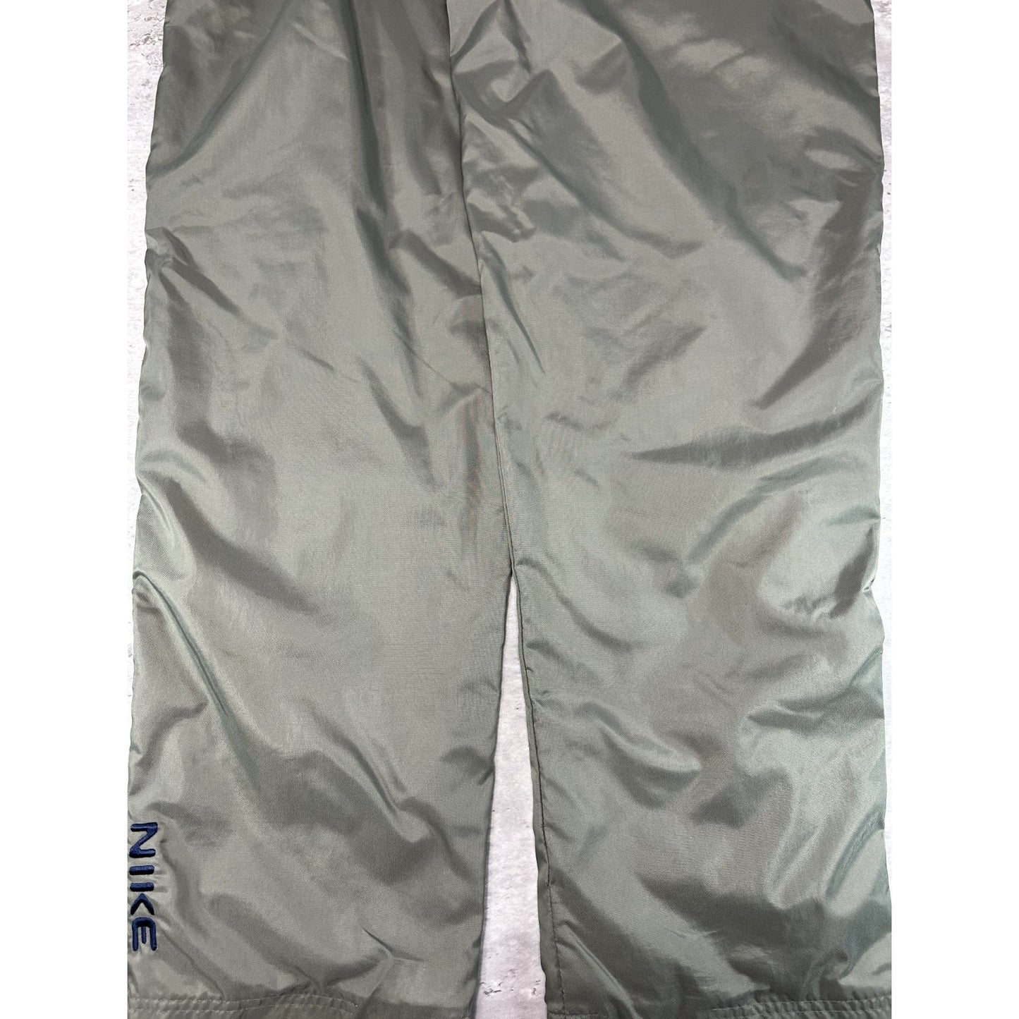 Vintage Y2K Nike Embroidered Spellout Earth Tone Nylon Track Pants Size Medium