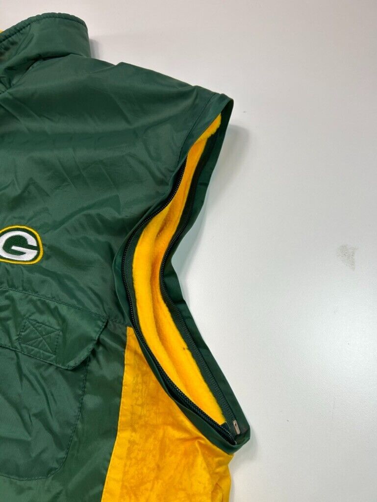 Vintage 90s Green Bay Packers NFL Embroidered Convertible Nylon Jacket Sz Large