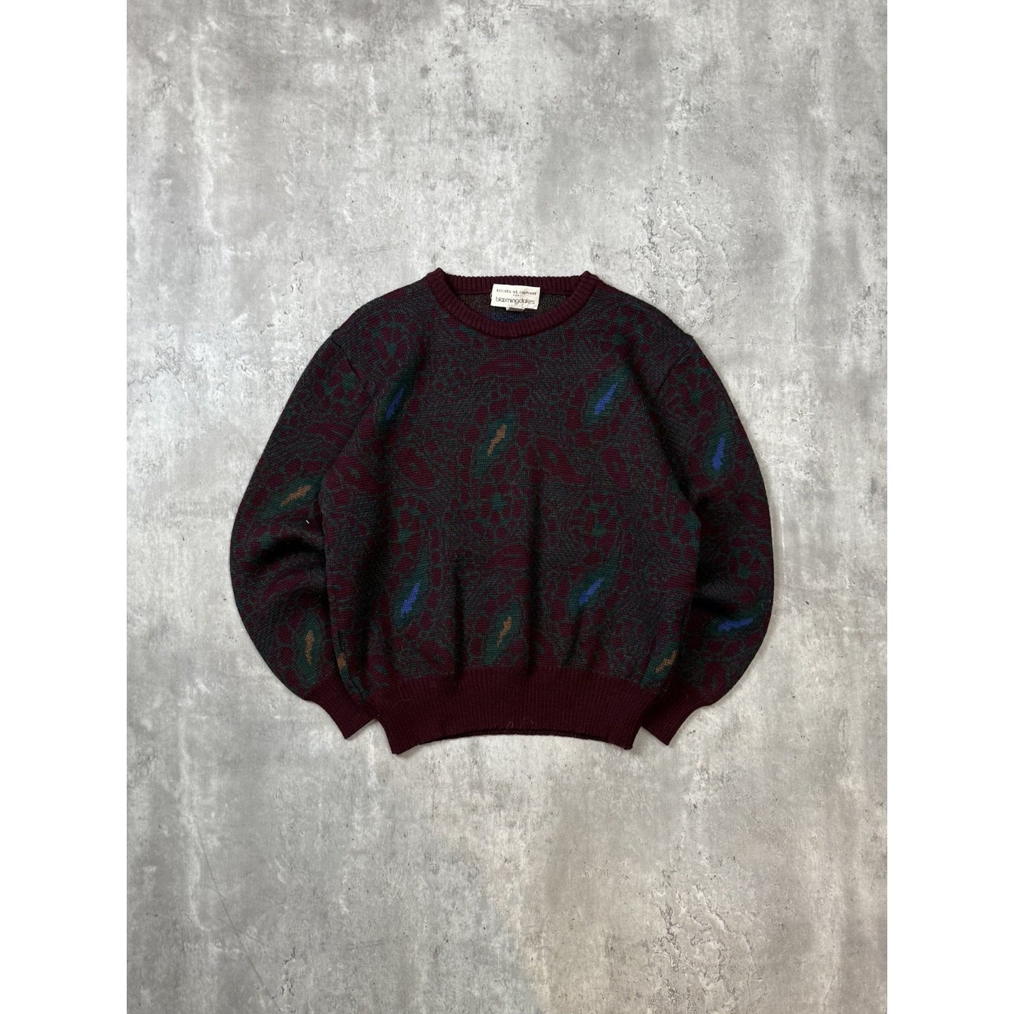 Vintage 90s St Michaels Paisley Print Pullover Knit Sweater Size Small