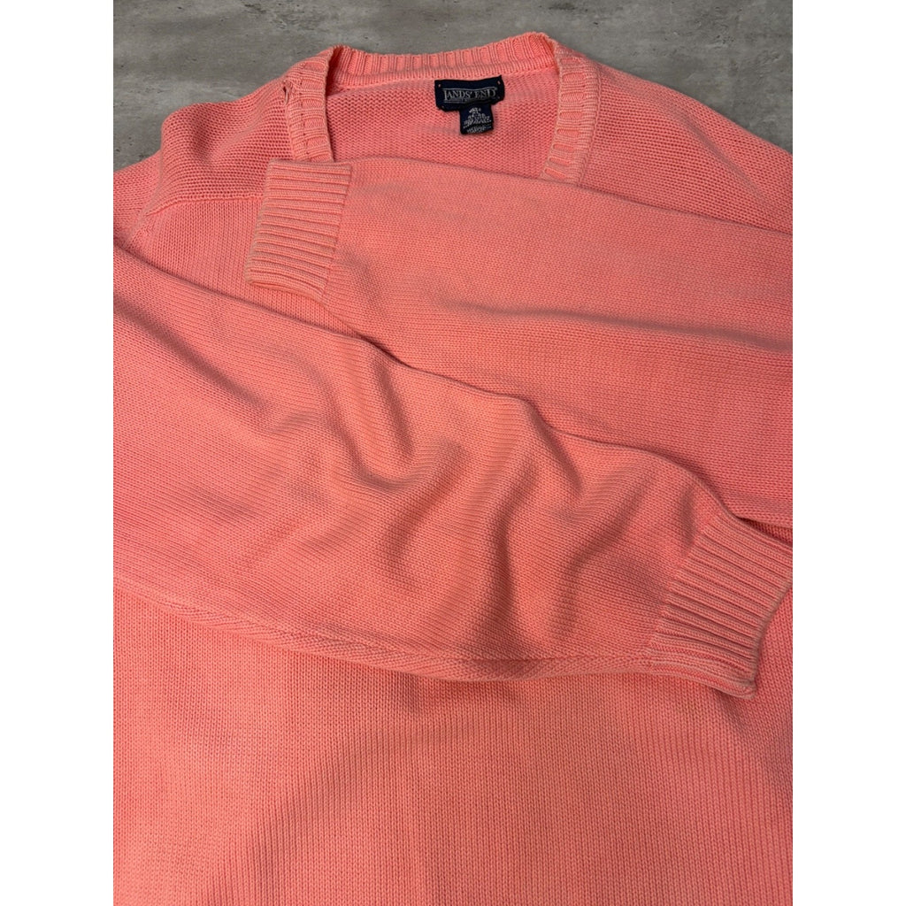 Vintage 90s Lands End Blank Pullover Pink Knit Sweater Size XLT