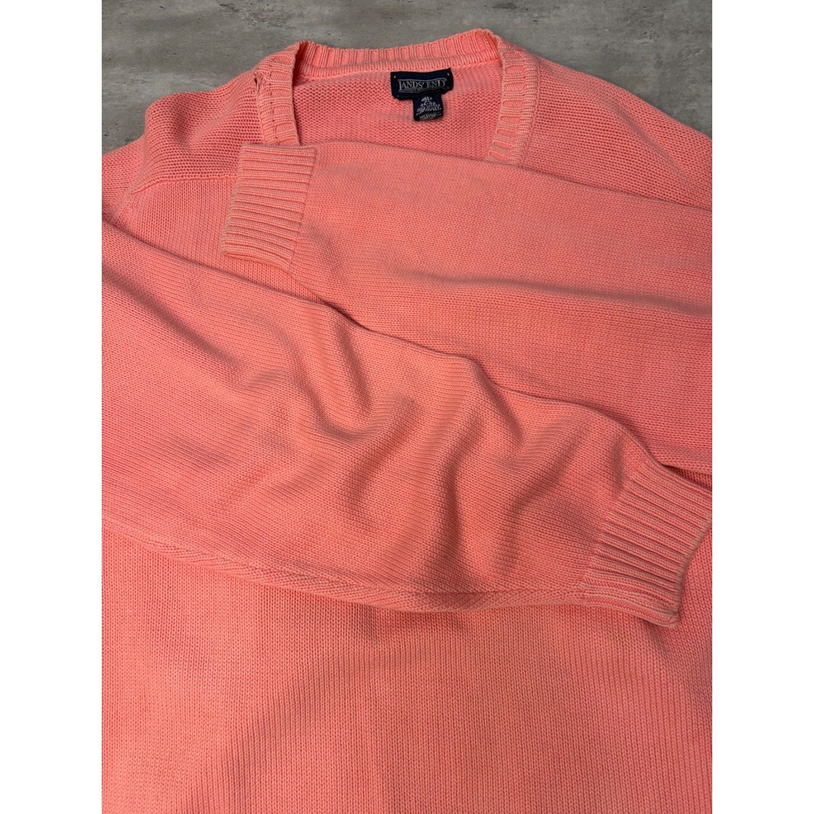Vintage 90s Lands End Blank Pullover Pink Knit Sweater Size XLT