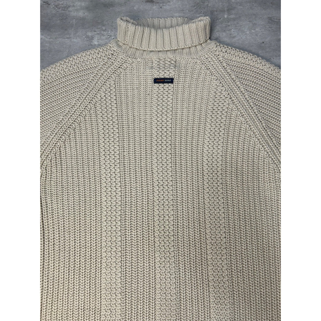 Vintage Y2K Point Zero Cable Knit Pullover Turtle Neck Sweater Size Large