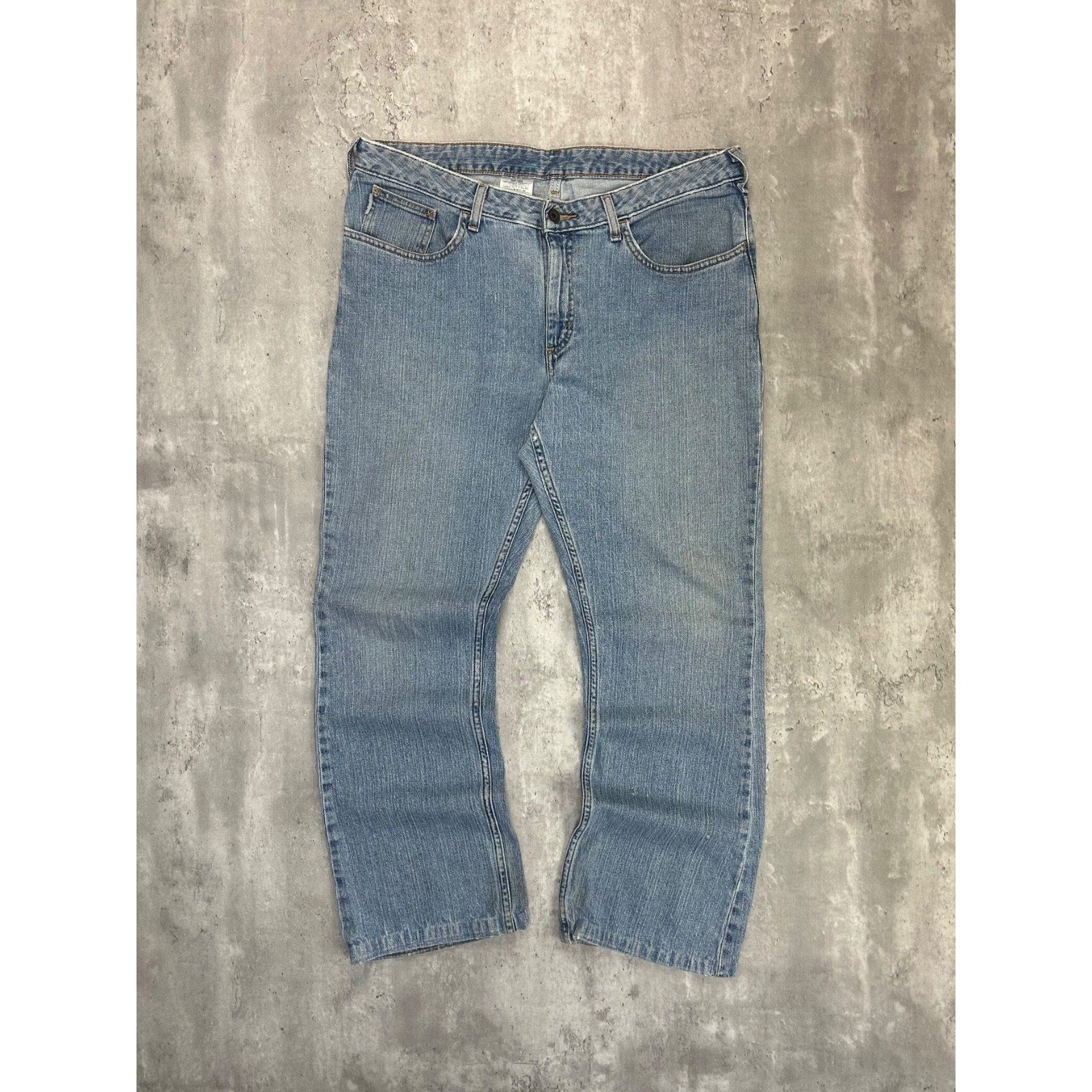 Vintage Women's Carhartt Medium Wash Denim Workwear Pants Size 36 Blue