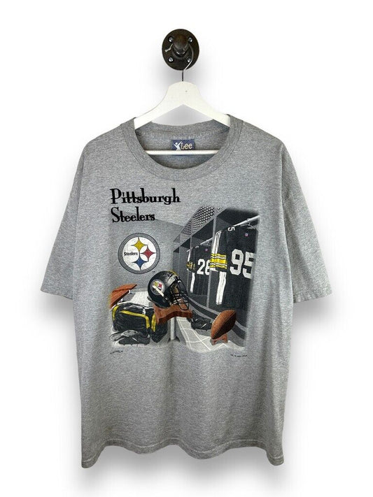 Vintage 1995 Pittsburg Steelers Locker Room Graphic NFL Football T-Shirt Sz 2XL