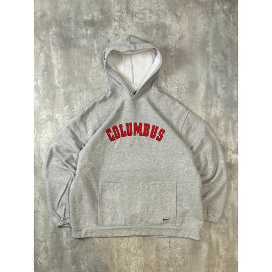 Vintage Columbus Blue Jackets NHL Embroidered Spellout Hooded Sweatshirt Sz 2XL