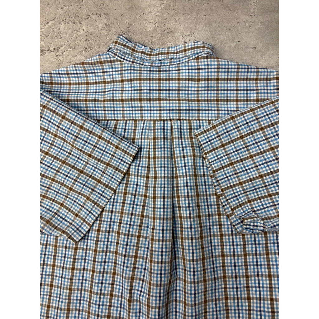 Vintage St. Johns Bay Single Pocket Plaid Cropped Button Up Shirt Size XL