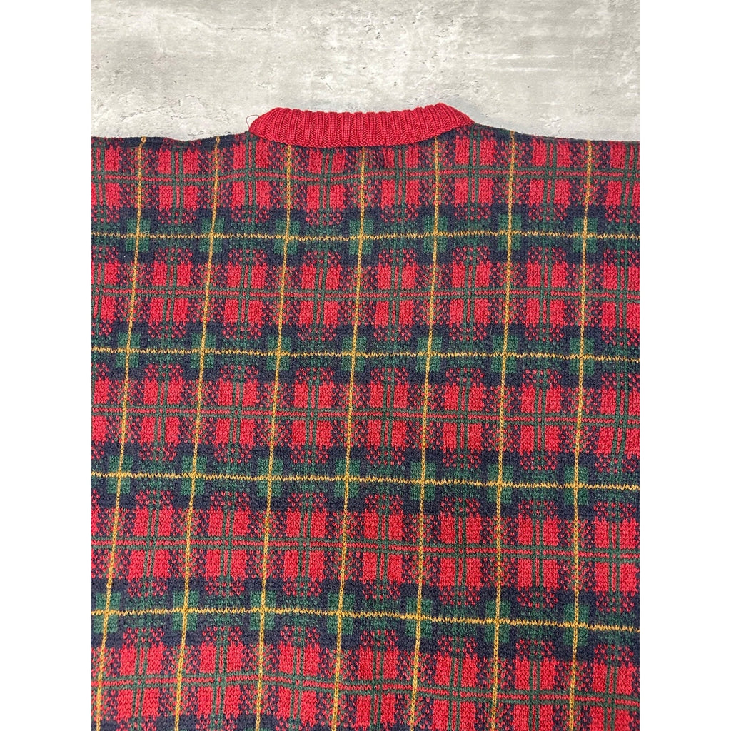 Vintage 90s Eddie Bauer Plaid Print Pullover Knit Sweater Size Large