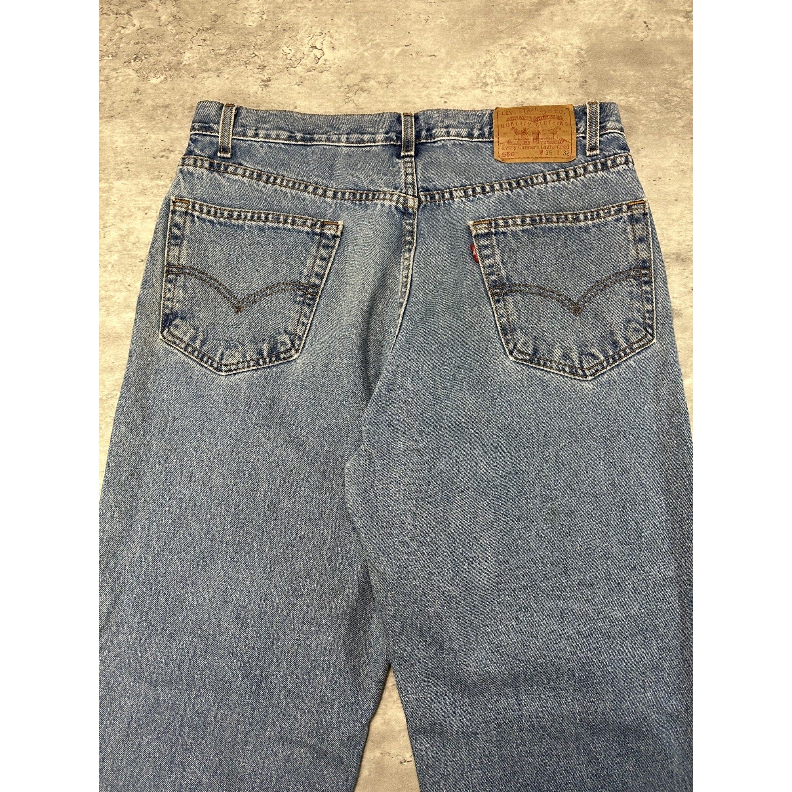 Vintage 90s Levis 550 Red Tab Light Wash Denim Pants Size 35 Blue