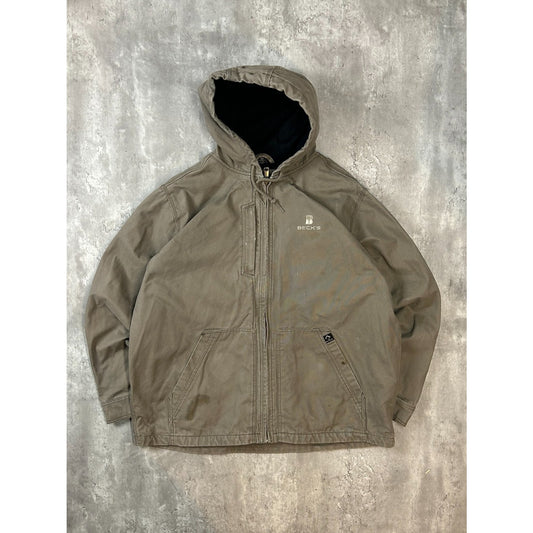 Vintage Dri Duck Canvas Workwear Full Zip Hooded Jacket Size 2XL Beige