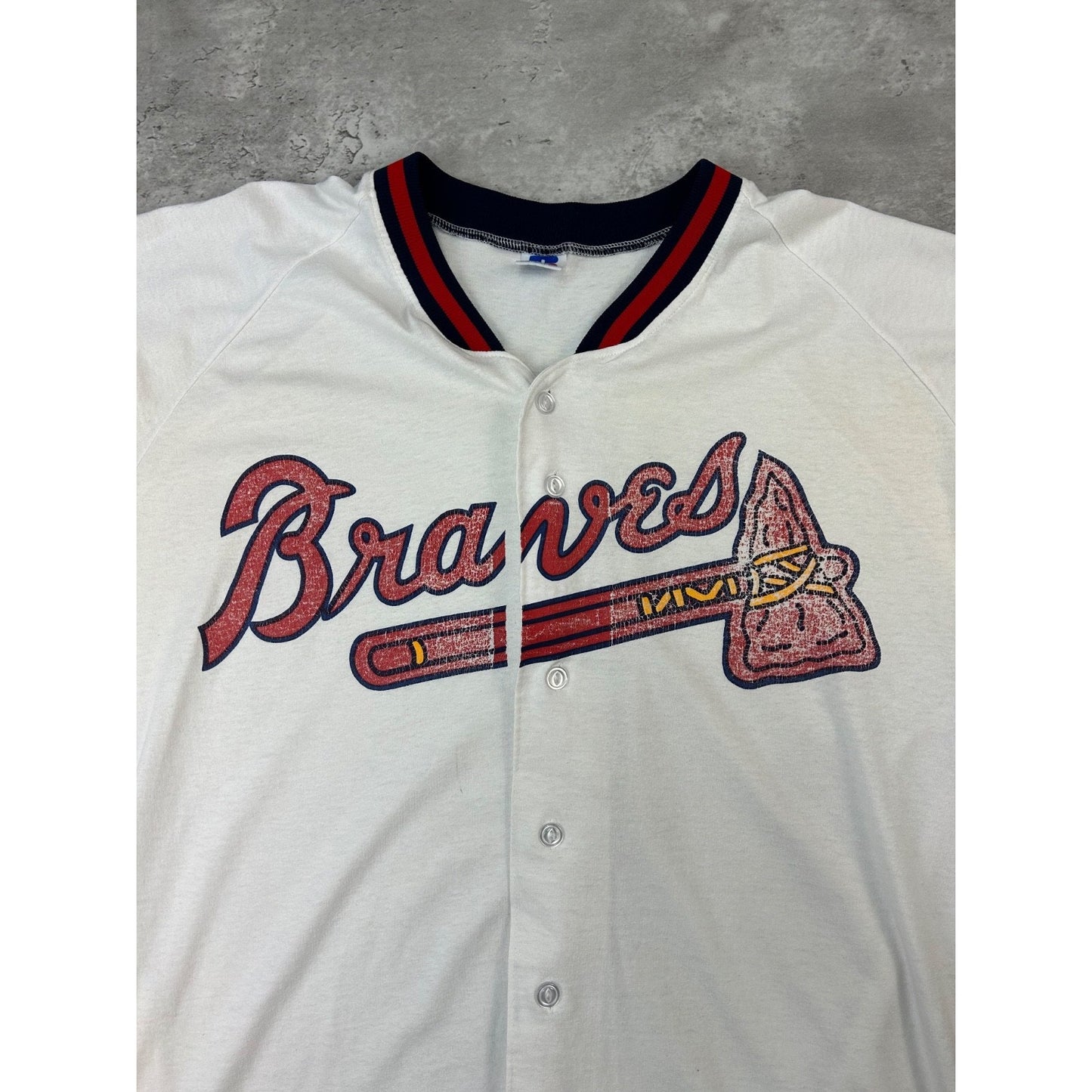 Vintage 90s Atlanta Braves MLB Russell Athletic Baseball Jersey Size XL