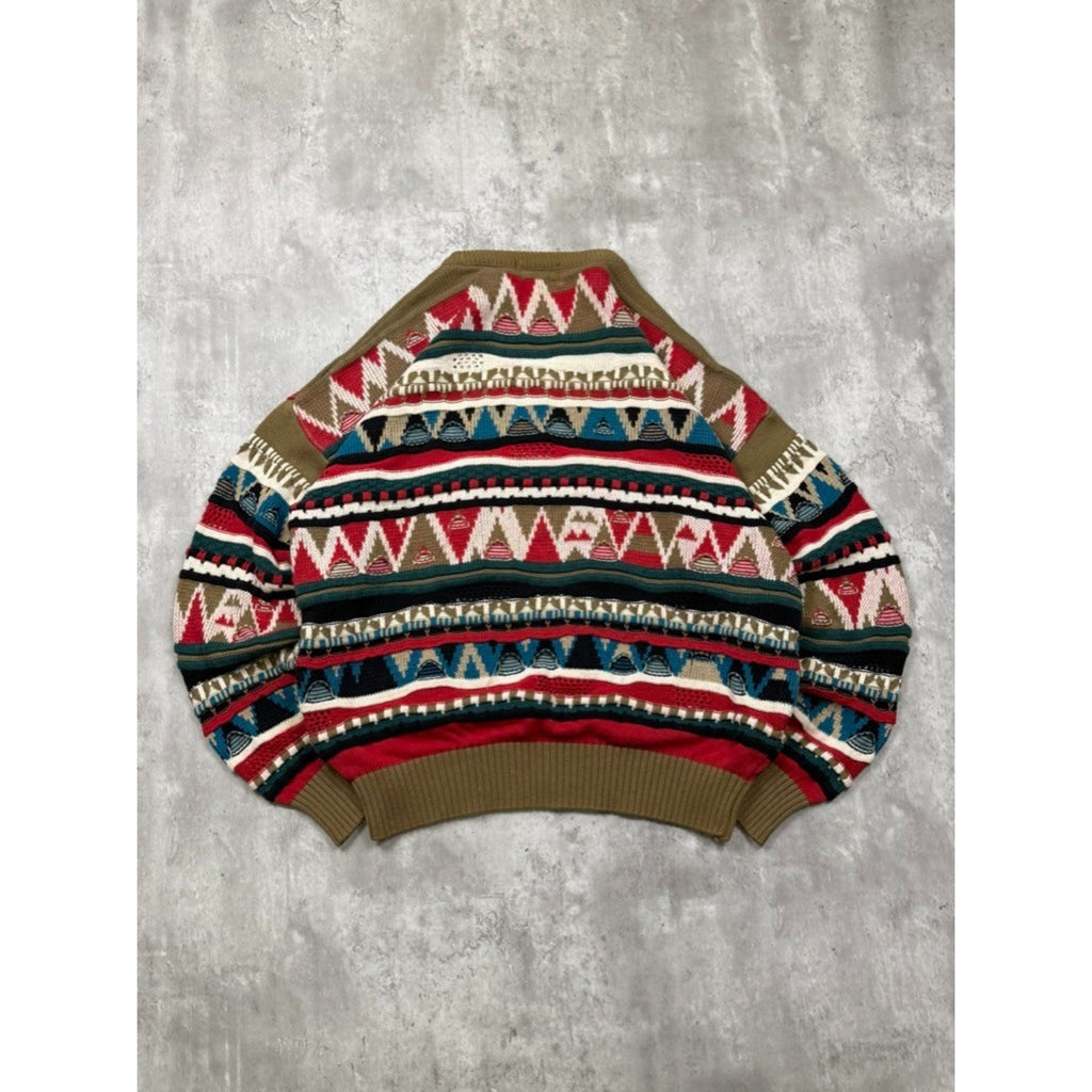 Vintage Dockside Abstract Pattern 3D Knit Sweater Size XL