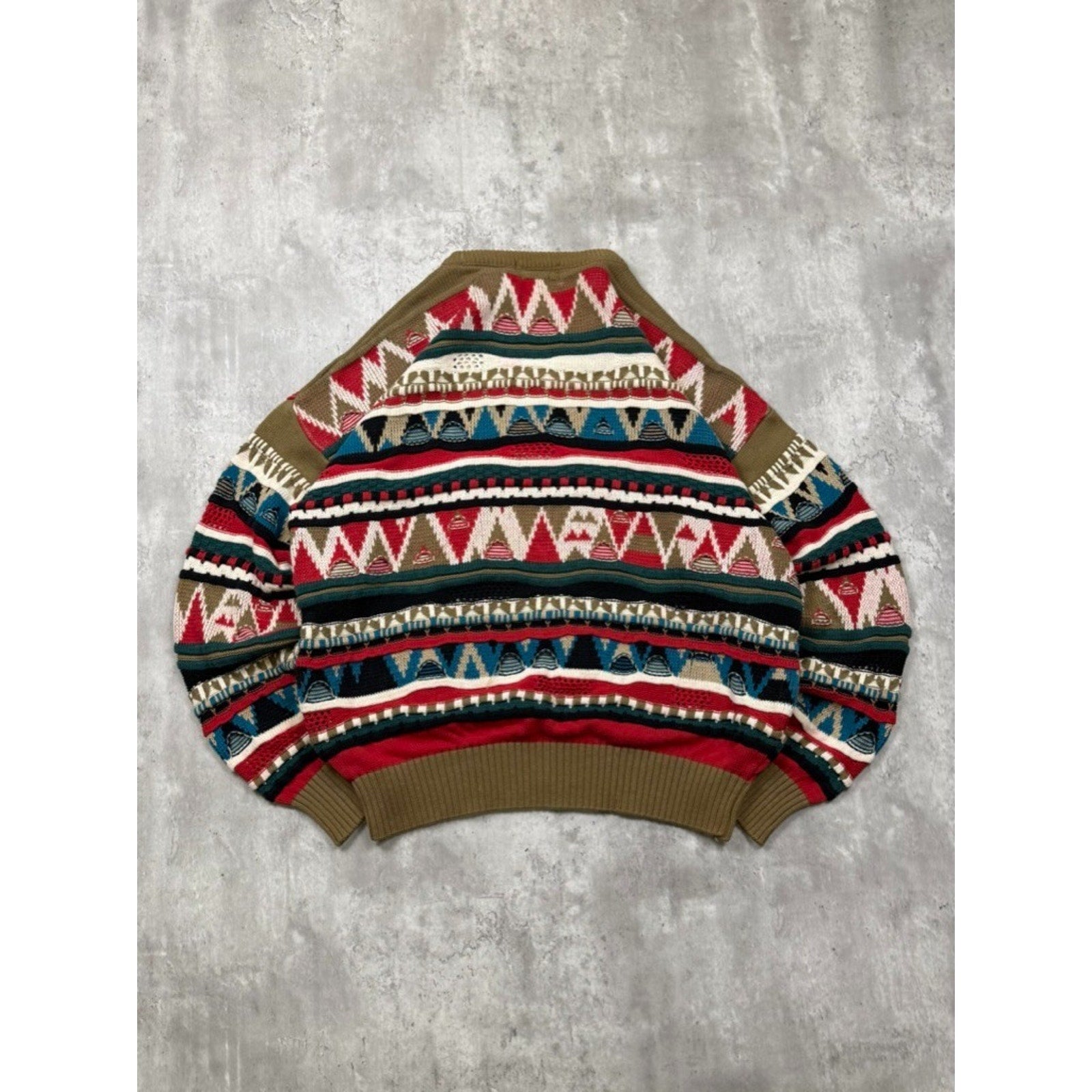 Vintage Dockside Abstract Pattern 3D Knit Sweater Size XL