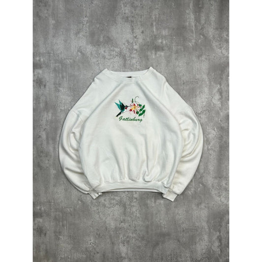 Vintage 90s Gatlinburg Embroidered Hummingbird Destination Sweatshirt Size XL