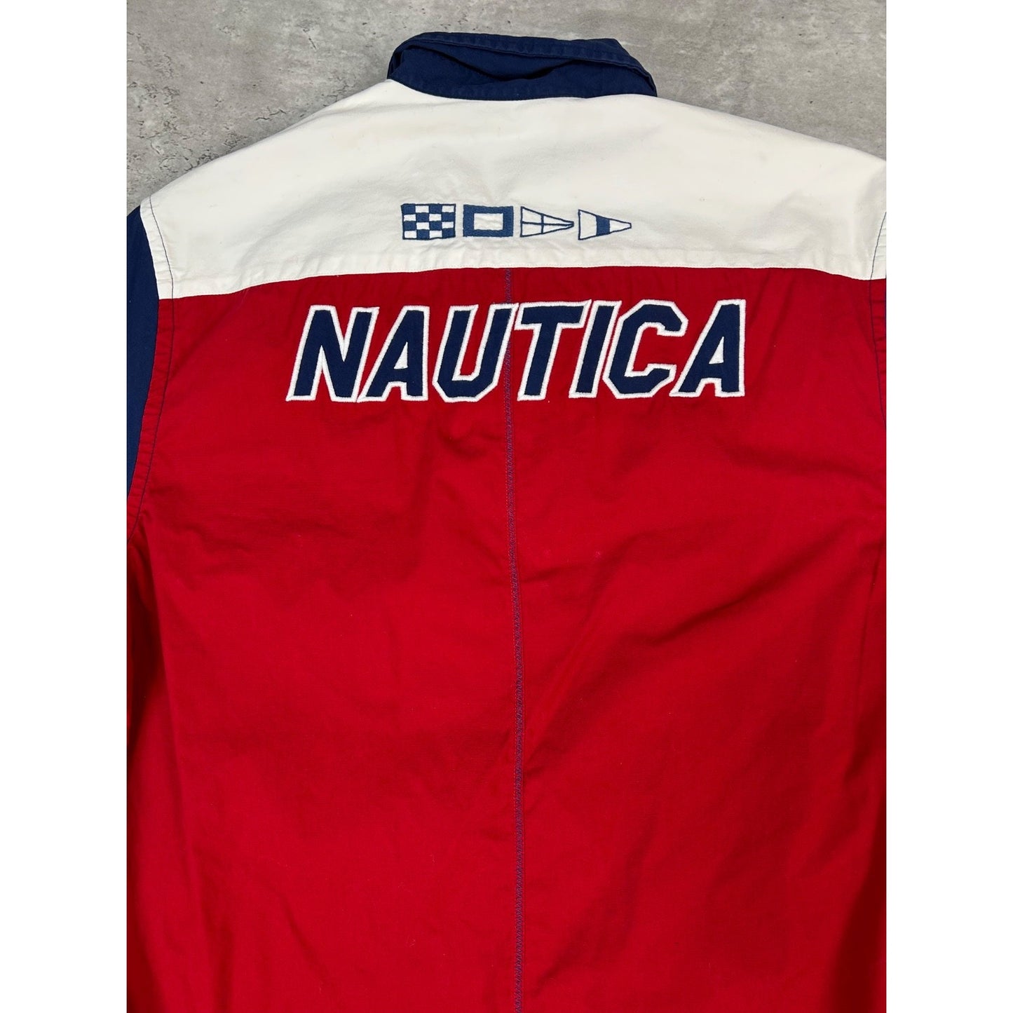 Nautica N83 Hydro Race Embroidered Long Sleeve Button Up Shirt Size Large