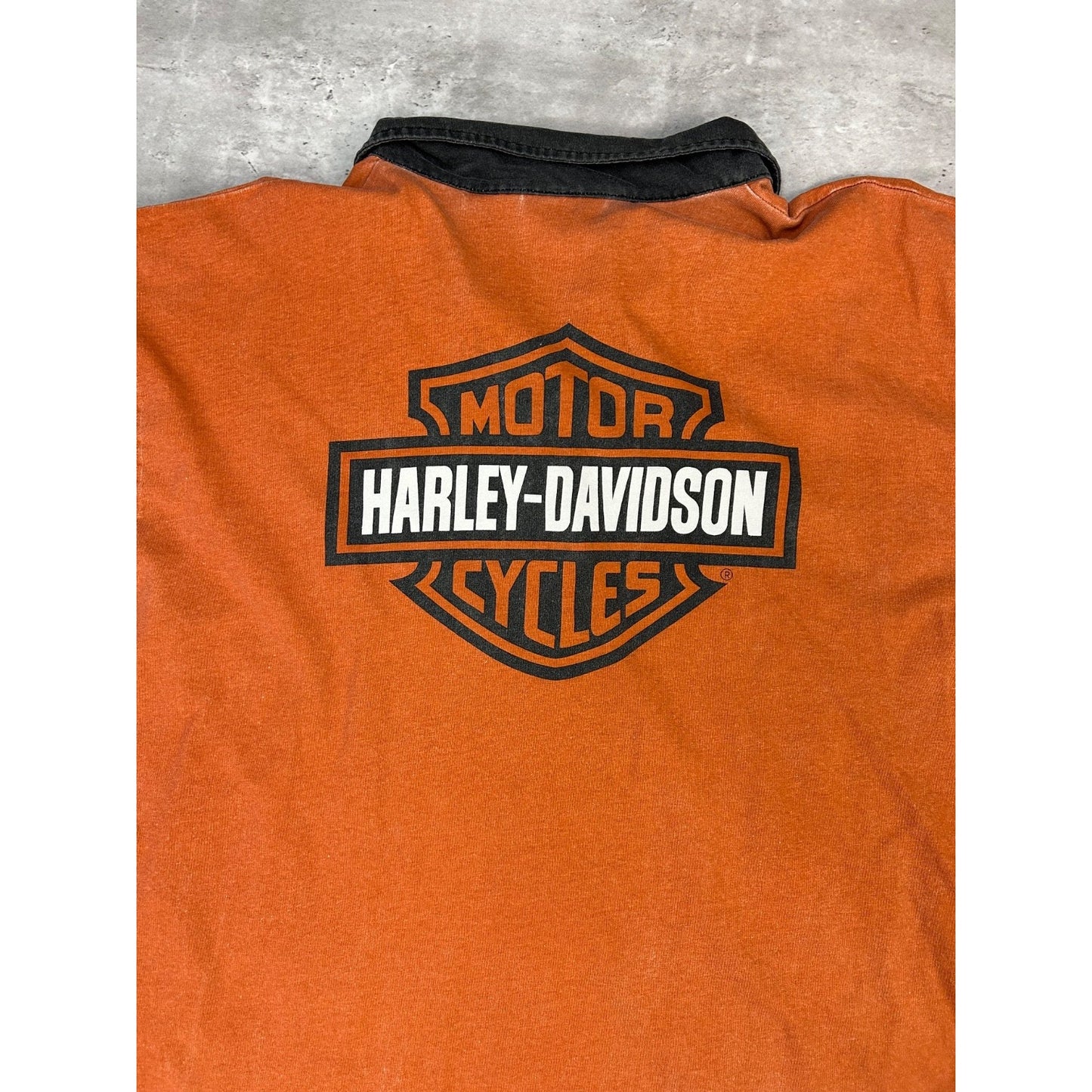 Harley Davidson All Over Print 1/4 Zip Collared Shirt Size XL