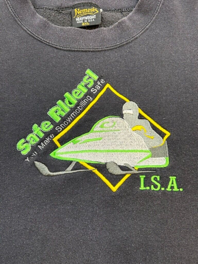 Vintage 90s ISA Safe Riders Embroidered Snowmobiling Sweatshirt Size 2XL