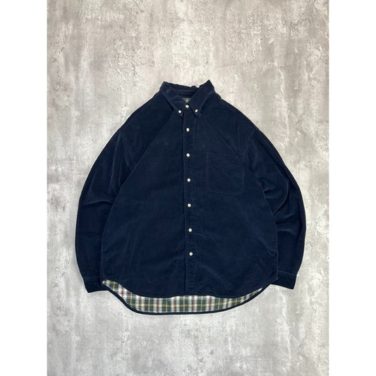 Vintage 90s Eddie Bauer Corduroy Plaid Lined Long Sleeve Button Up Shirt Size XL