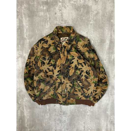 Vintage 90s Gun Flint Tree Camo Hunting Bomber Jacket Size Large