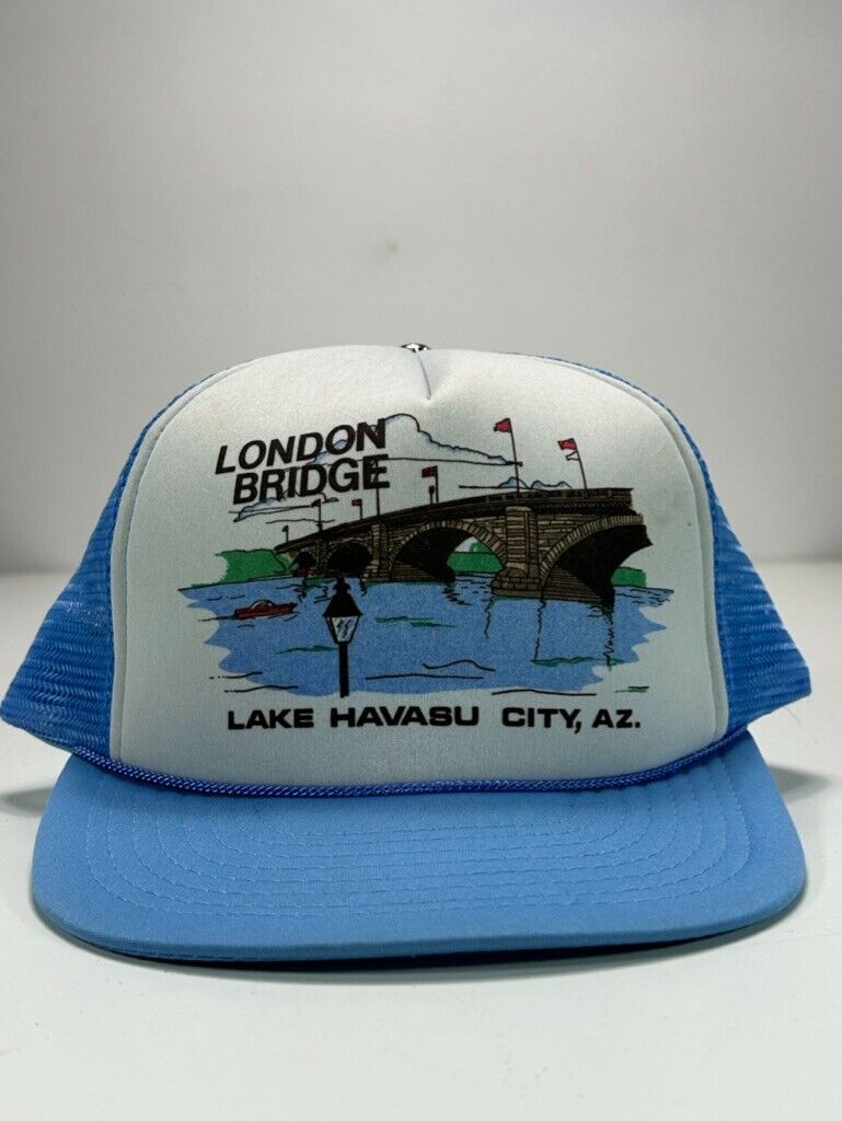 Vintage London Bridge Destination Graphic Trucker Snapback Hat OSFA