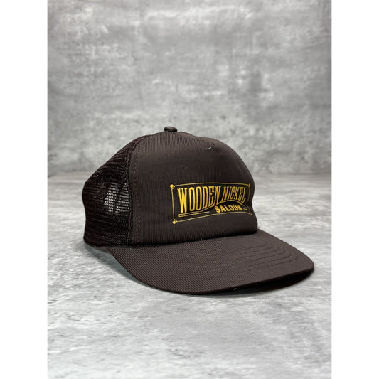 Vintage 80s/90s Wooden Nickel Saloon Embroidered Trucker Snapback Hat OSFA