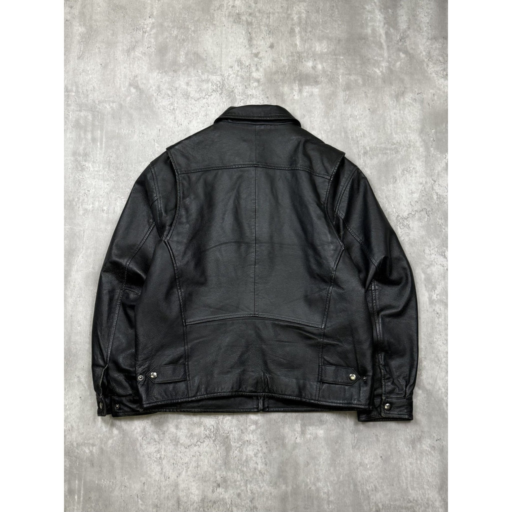 Vintage St. Johns Bay Full Zip Black Leather Jacket Size Medium