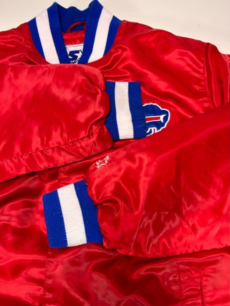 Buffalo Bills NFL Embroidered Satin Varsity Bomber Starter Jacket Size Medium