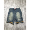 VTG Y2K Dtek Jeans Faded Medium Wash Denim Spellout Cuff Cargo Shorts Size 42