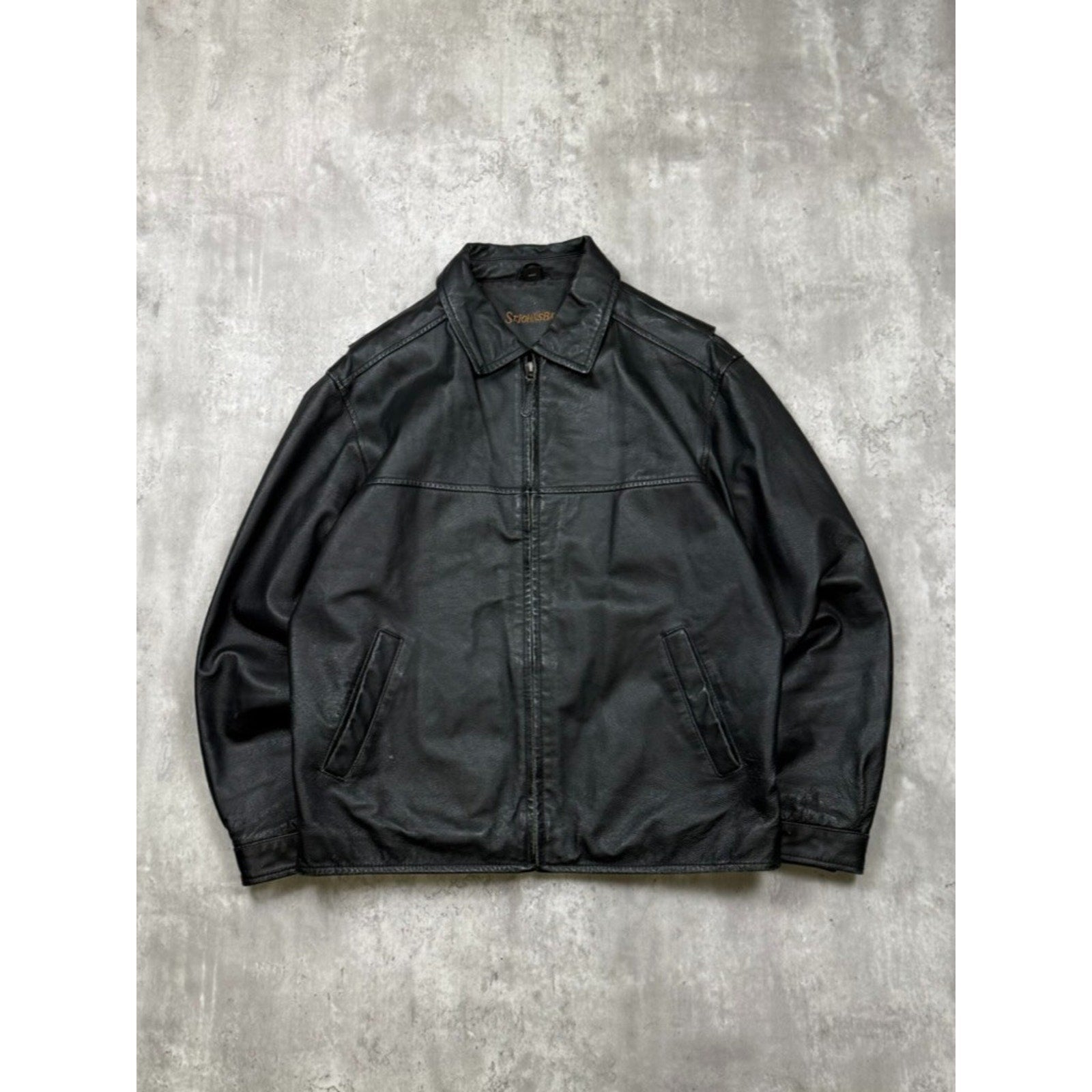 Vintage St. Johns Bay Full Zip Black Leather Jacket Size Medium