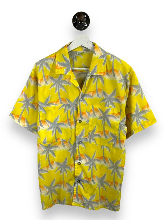 Vintage 90s Tropicana Palm Tree Print Double Pocket Button Up Shirt Size Medium