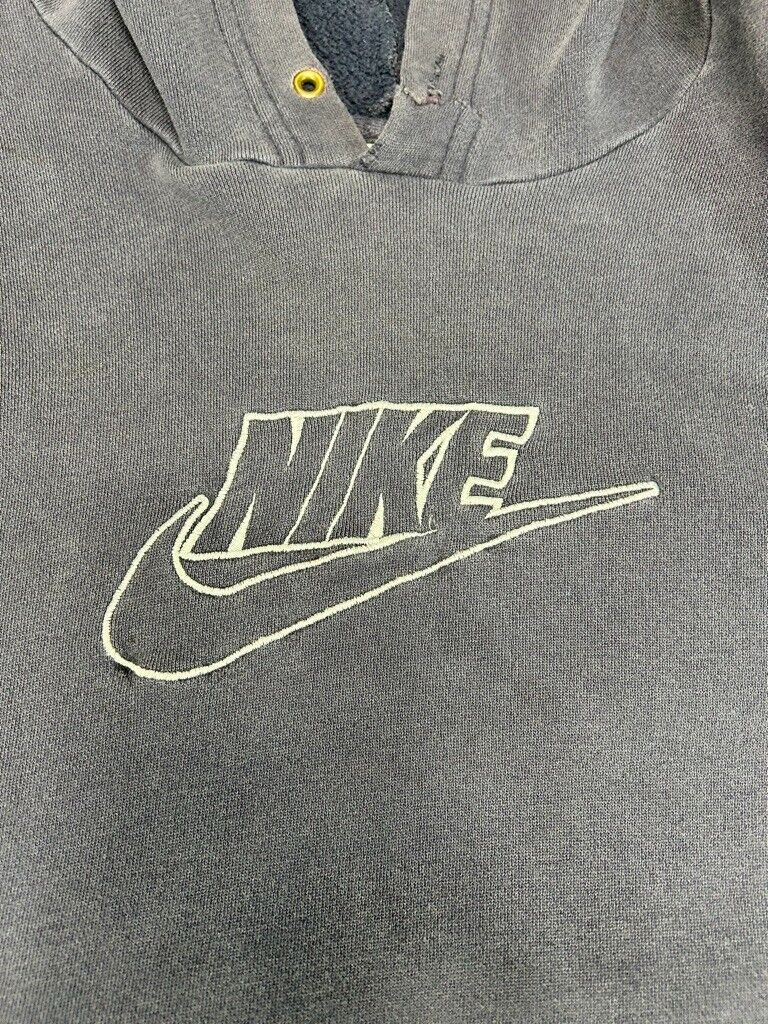 Vintage Nike Embroidered Logo Spellout Hooded Sweatshirt Size XL Blue