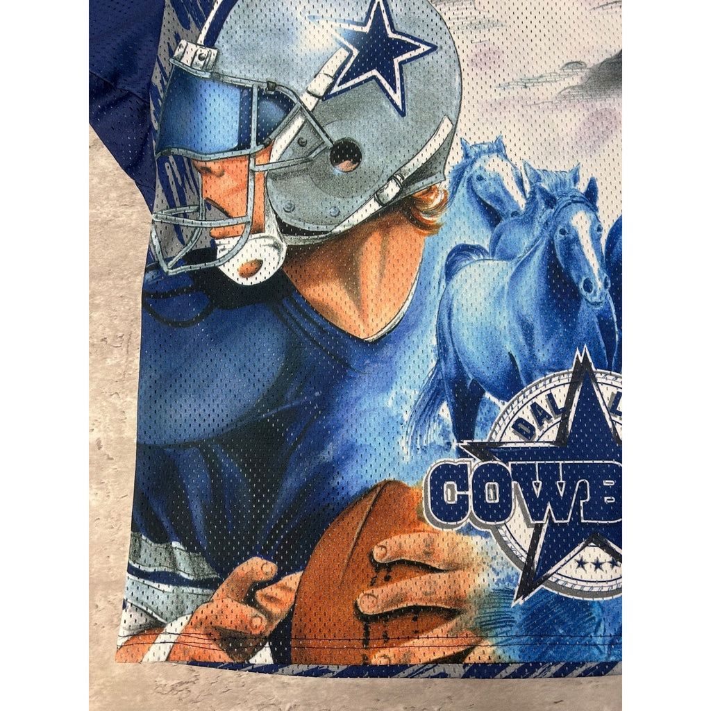 Vintage 90s Dallas Cowboys NFL All Over Print CCM Maska Football Jersey Size M