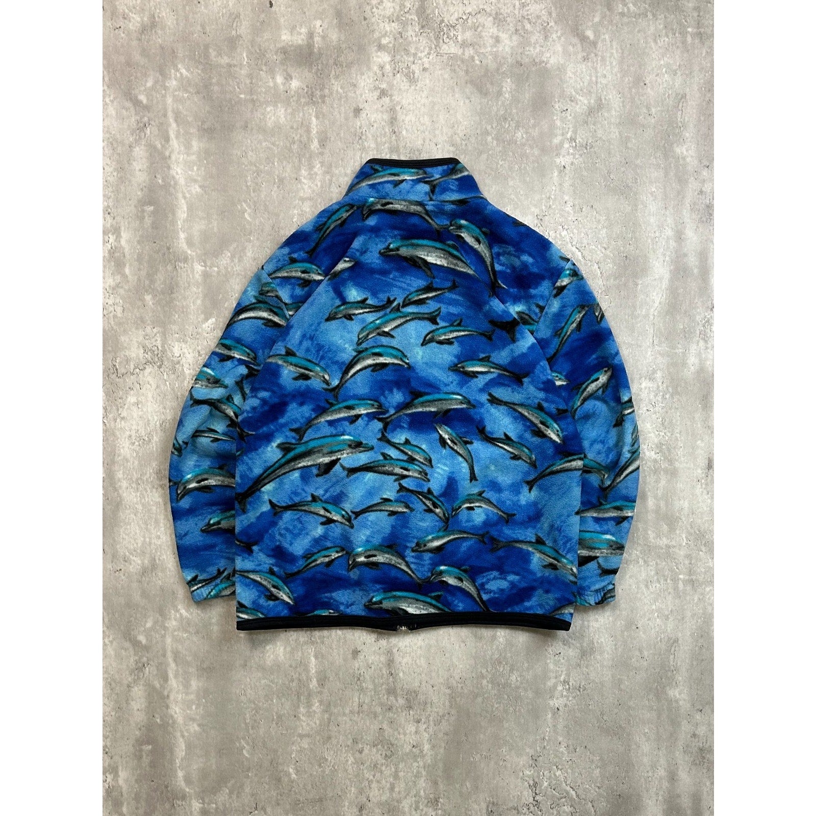 Vintage 90s Women's Dolphin All Over Print Animal Fleece Sweatshirt Size Large