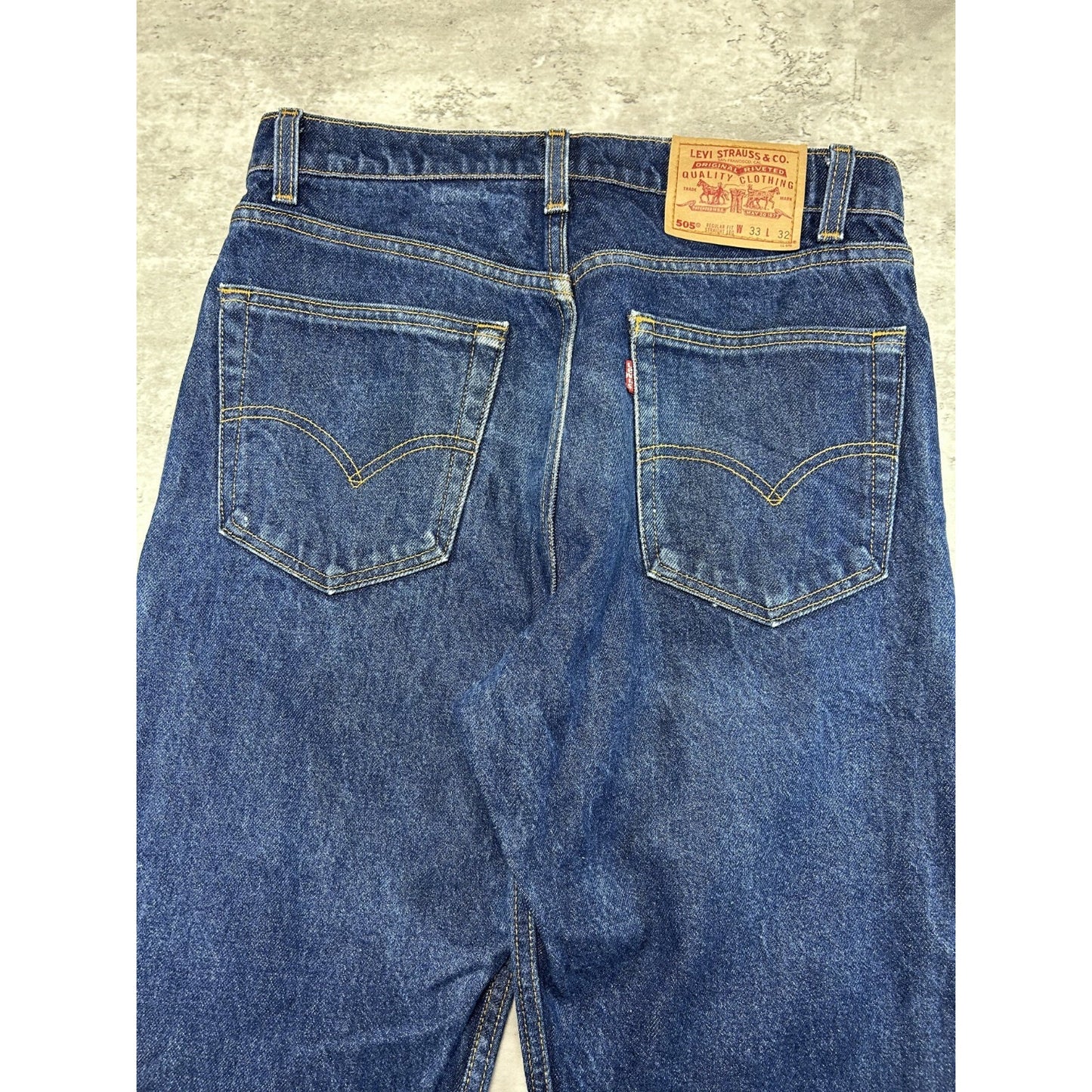 Vintage 90s Levis 505 Red Tab Straight Leg Dark Wash Denim Pants Size 33 Blue