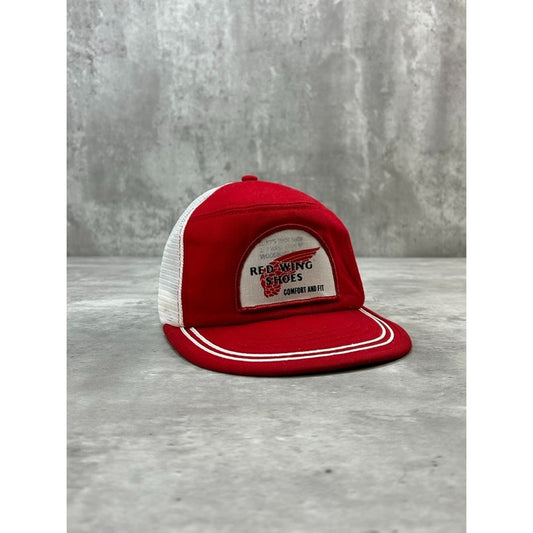 Vintage 90s Red Wings Shoes Embroidered Patch Trucker Snapback Hat OSFA